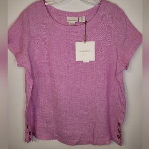 NWT Cynthia Rowley Linen Top Pink Summer Size M Spring Top,
